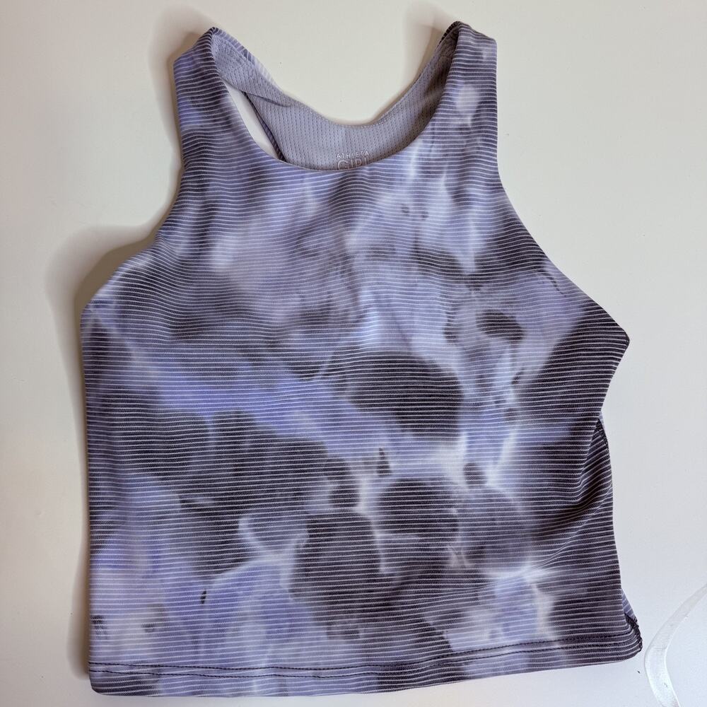 Athleta Tank Girls Size 8/10 High Neck Racerback Athletic Bra Blue / Grey
